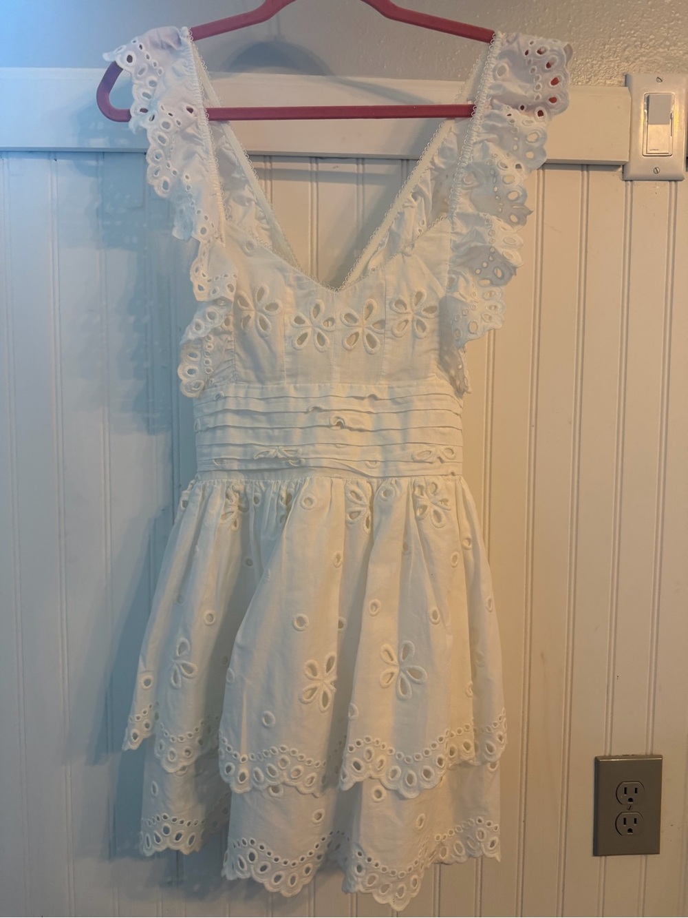For Love & Lemons White Eyelet Ruffle Dress - Charming Sleeveless Sundress